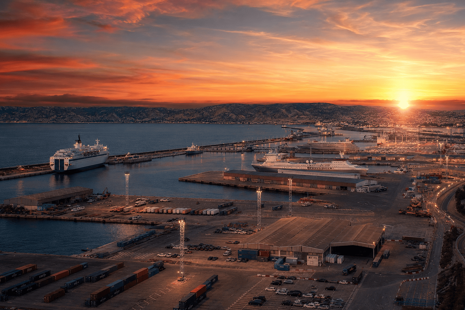Port de Marseille au coucher du soleil